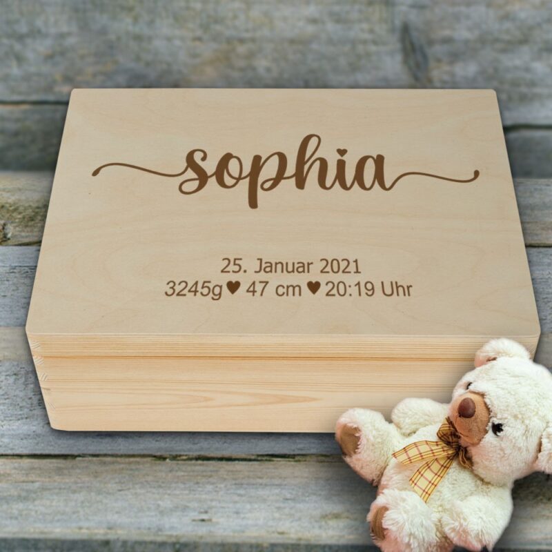 Bild von   erinnerungskiste zur geburt mijpg | Individuelle 🎁 persönliche 🎁 personalisierte Geschenke bedruckt ▪ bestickt ▪ graviert