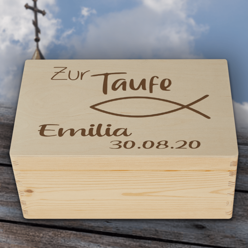 Bild von   erinnerungskiste zur taufe fispng | Individuelle 🎁 persönliche 🎁 personalisierte Geschenke bedruckt ▪ bestickt ▪ graviert