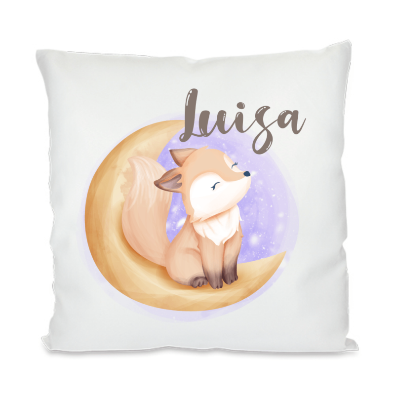 Namenskissen für Kinder Fuchs im Mond Mädchen
