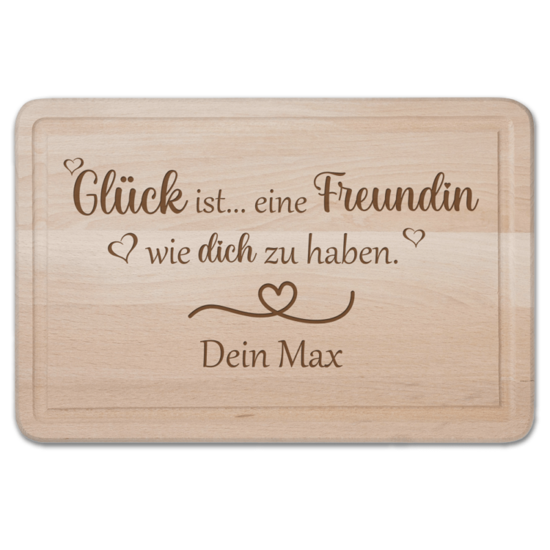 Bild von   schneidebrett glueck ist einepng | Individuelle 🎁 persönliche 🎁 personalisierte Geschenke bedruckt ▪ bestickt ▪ graviert