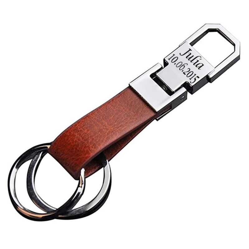 Bild von   edelstahl leder schluesselanjpg | Individuelle 🎁 persönliche 🎁 personalisierte Geschenke bedruckt ▪ bestickt ▪ graviert