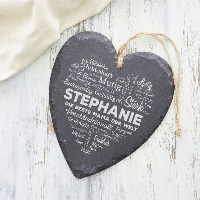 Bild von   schieferherz wortherz mamajpg | Individuelle 🎁 persönliche 🎁 personalisierte Geschenke bedruckt ▪ bestickt ▪ graviert