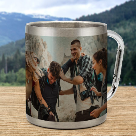 Bild von   edelstahltasse mit karabiner bjpg | Individuelle 🎁 persönliche 🎁 personalisierte Geschenke bedruckt ▪ bestickt ▪ graviert