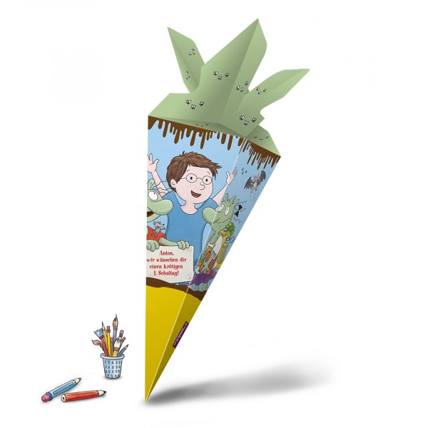 Bild von   die olchis mini schultuetejpg | Individuelle 🎁 persönliche 🎁 personalisierte Geschenke bedruckt ▪ bestickt ▪ graviert