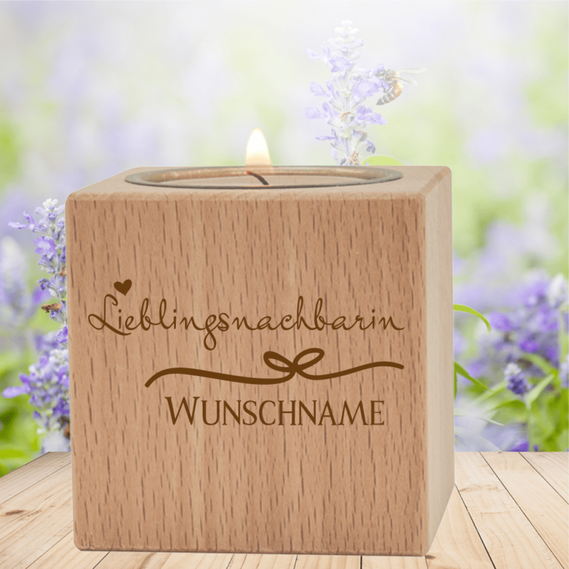 Bild von   teelichthalter lieblingsnachbapng | Individuelle 🎁 persönliche 🎁 personalisierte Geschenke bedruckt ▪ bestickt ▪ graviert