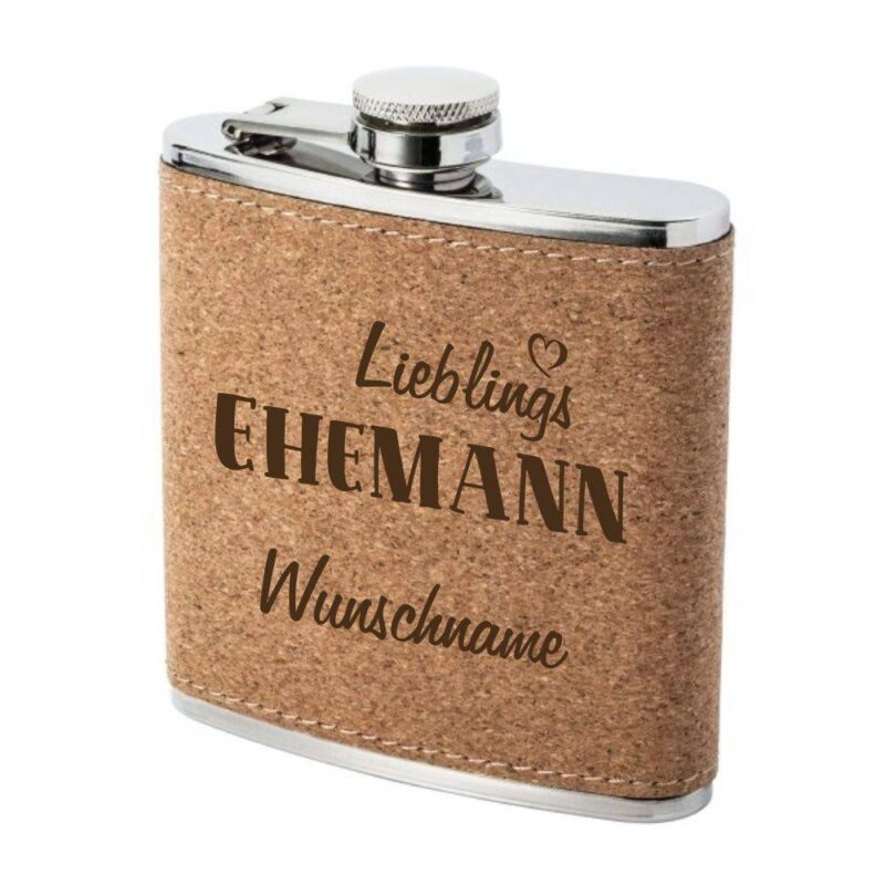 Bild von   flachmann kork mit gravur liebjpg | Individuelle 🎁 persönliche 🎁 personalisierte Geschenke bedruckt ▪ bestickt ▪ graviert
