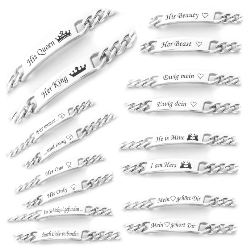 Bild von   edelstahl armketten set silberjpg | Individuelle 🎁 persönliche 🎁 personalisierte Geschenke bedruckt ▪ bestickt ▪ graviert