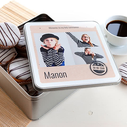 Bild von   keksdose quadratischjpg | Individuelle 🎁 persönliche 🎁 personalisierte Geschenke bedruckt ▪ bestickt ▪ graviert