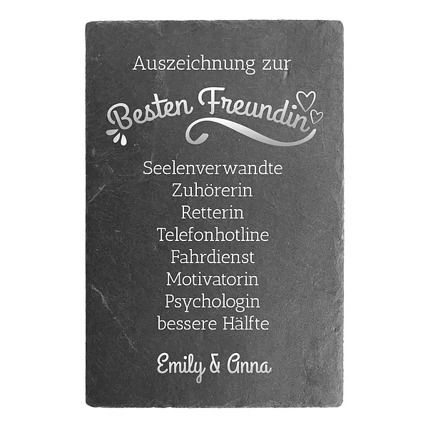 Bild von   schieferschild fuer beste freujpg | Individuelle 🎁 persönliche 🎁 personalisierte Geschenke bedruckt ▪ bestickt ▪ graviert
