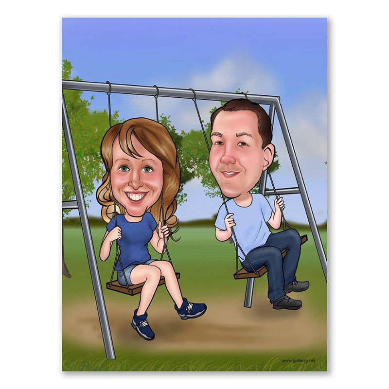 Bild von   erstellung karikatur schaukeljpg | Individuelle 🎁 persönliche 🎁 personalisierte Geschenke bedruckt ▪ bestickt ▪ graviert