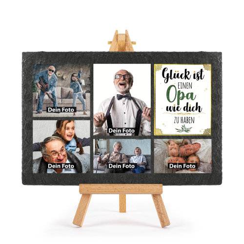 Bild von   schieferplatte fuer opa mit fojpg | Individuelle 🎁 persönliche 🎁 personalisierte Geschenke bedruckt ▪ bestickt ▪ graviert
