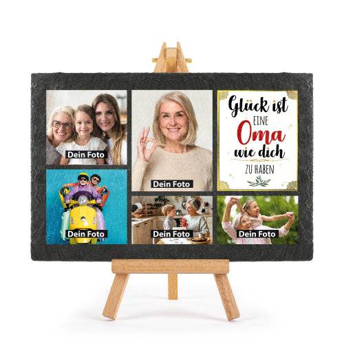 Bild von   schieferplatte fuer oma mit fojpg | Individuelle 🎁 persönliche 🎁 personalisierte Geschenke bedruckt ▪ bestickt ▪ graviert