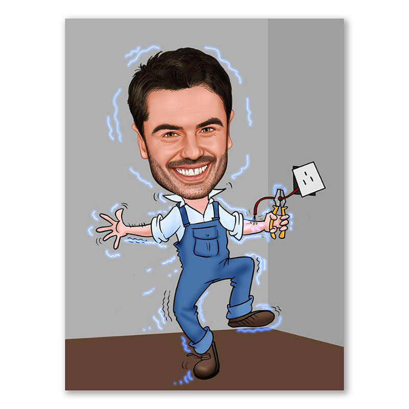 Bild von   erstellung karikatur elektrikejpg | Individuelle 🎁 persönliche 🎁 personalisierte Geschenke bedruckt ▪ bestickt ▪ graviert