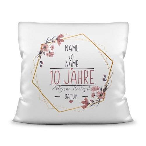 Bild von   hochzeitstag kissen hoelzernjpg | Individuelle 🎁 persönliche 🎁 personalisierte Geschenke bedruckt ▪ bestickt ▪ graviert