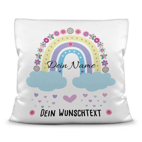Bild von   namenskissen regenbogen wolkjpg | Individuelle 🎁 persönliche 🎁 personalisierte Geschenke bedruckt ▪ bestickt ▪ graviert