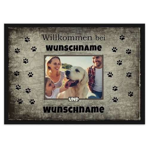 Bild von   fussmatte willkommen hund mijpg | Individuelle 🎁 persönliche 🎁 personalisierte Geschenke bedruckt ▪ bestickt ▪ graviert