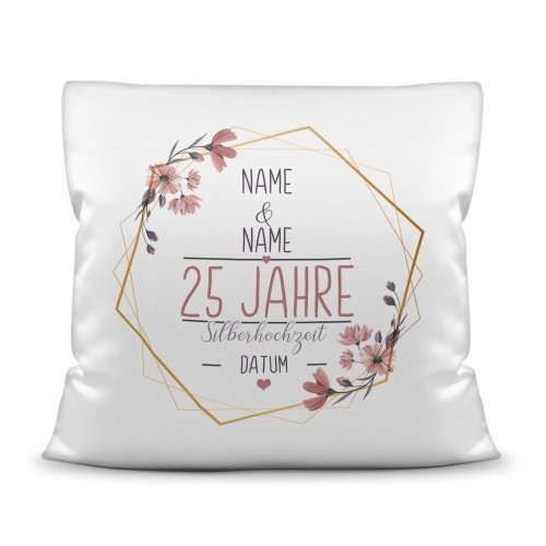 Bild von   hochzeitstag kissen silberhojpg | Individuelle 🎁 persönliche 🎁 personalisierte Geschenke bedruckt ▪ bestickt ▪ graviert