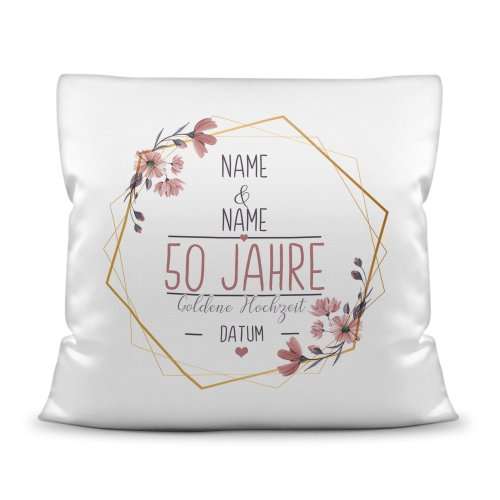 Bild von   hochzeitstag kissen goldenejpg | Individuelle 🎁 persönliche 🎁 personalisierte Geschenke bedruckt ▪ bestickt ▪ graviert