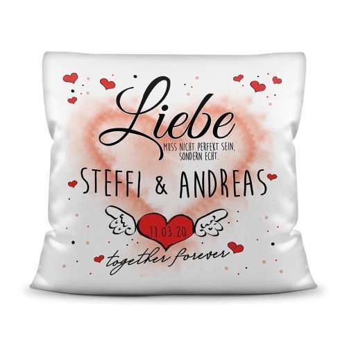 Bild von   kissen liebe muss nicht perfjpg | Individuelle 🎁 persönliche 🎁 personalisierte Geschenke bedruckt ▪ bestickt ▪ graviert