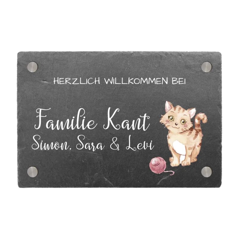 Bild von   schieferschild fuer katzenliebjpg | Individuelle 🎁 persönliche 🎁 personalisierte Geschenke bedruckt ▪ bestickt ▪ graviert