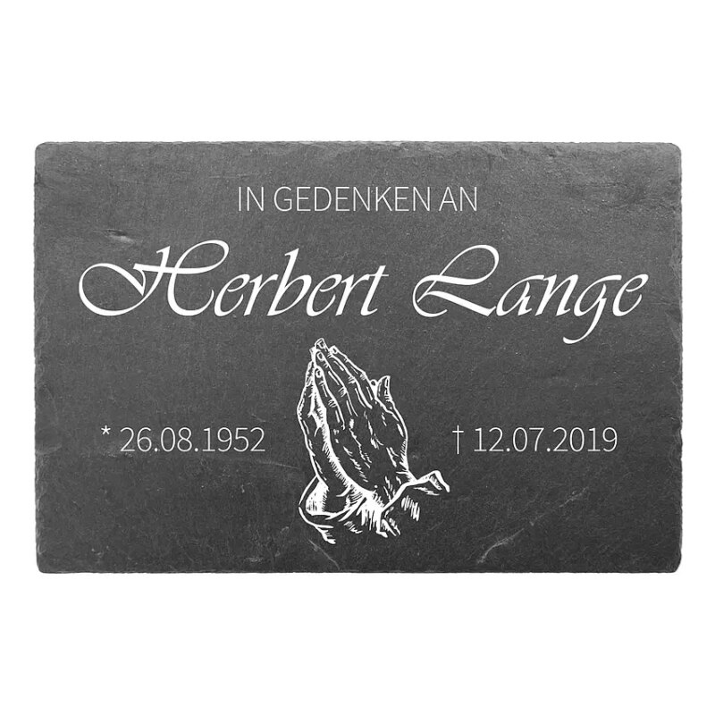 Bild von   gedenkplatte mit namen und datjpg | Individuelle 🎁 persönliche 🎁 personalisierte Geschenke bedruckt ▪ bestickt ▪ graviert