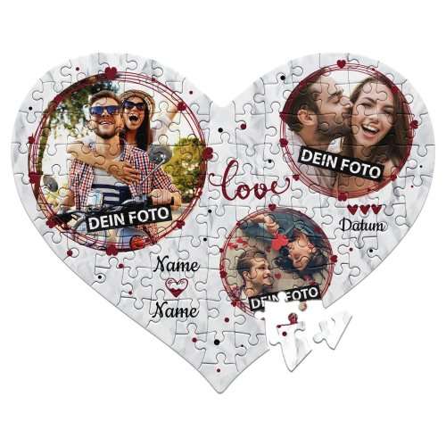 Bild von   herz puzzle love mit dreijpg | Individuelle 🎁 persönliche 🎁 personalisierte Geschenke bedruckt ▪ bestickt ▪ graviert