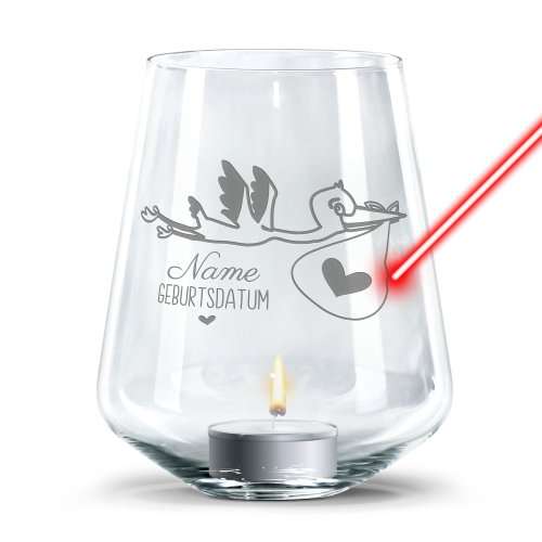 Bild von   graviertes windlicht zur geburjpg | Individuelle 🎁 persönliche 🎁 personalisierte Geschenke bedruckt ▪ bestickt ▪ graviert