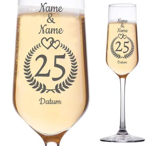 Bild von   sektglas mit gravur zur silberjpg | Individuelle 🎁 persönliche 🎁 personalisierte Geschenke bedruckt ▪ bestickt ▪ graviert