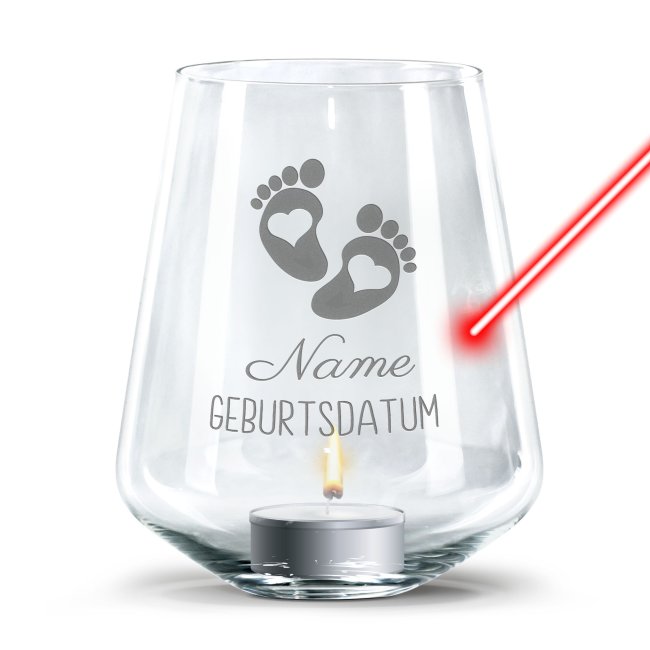 Bild von   graviertes windlicht zur geburjpg | Individuelle 🎁 persönliche 🎁 personalisierte Geschenke bedruckt ▪ bestickt ▪ graviert