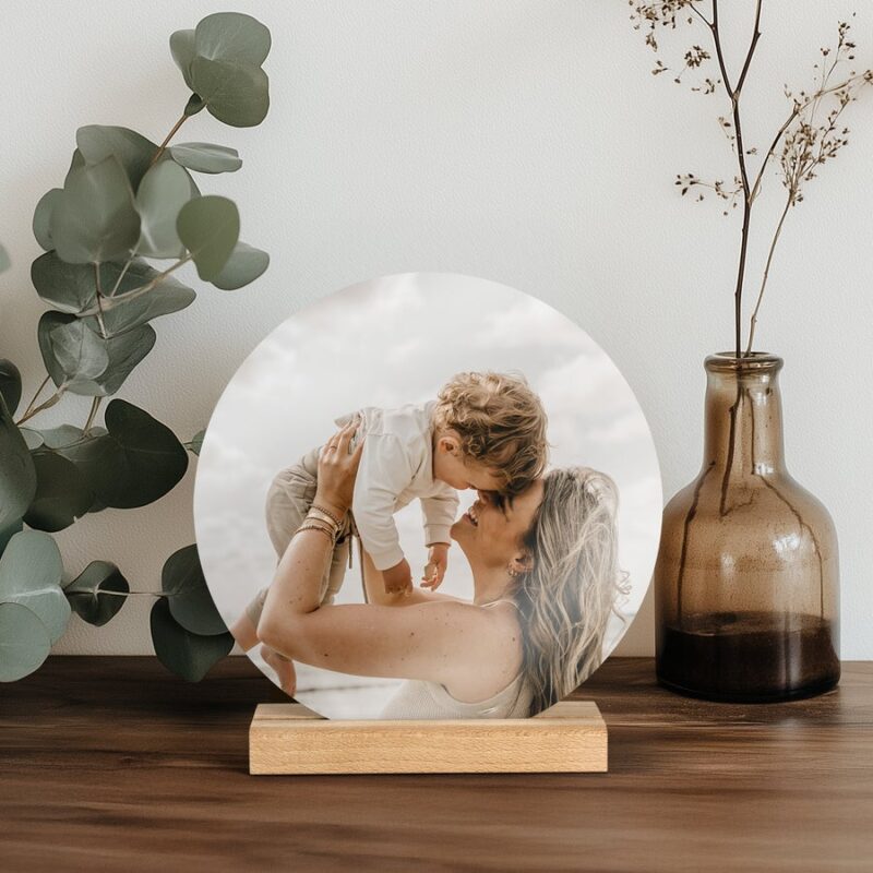 Fotokachel mit Ständer - Rund