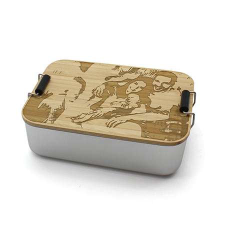 Bild von   alu brotdose mit bambusdeckeljpg | Individuelle 🎁 persönliche 🎁 personalisierte Geschenke bedruckt ▪ bestickt ▪ graviert