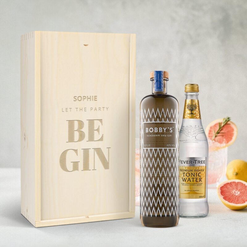 Bild von   holzkiste mit gravur mit gin tjpg | Individuelle 🎁 persönliche 🎁 personalisierte Geschenke bedruckt ▪ bestickt ▪ graviert