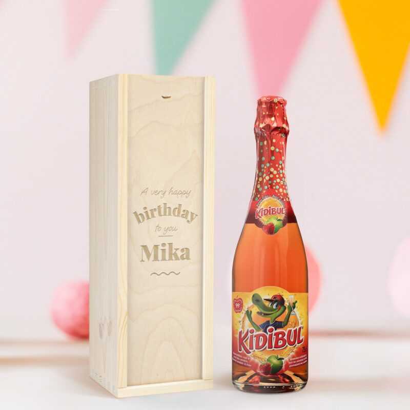 Bild von   kindersekt kidibul holzkisjpg | Individuelle 🎁 persönliche 🎁 personalisierte Geschenke bedruckt ▪ bestickt ▪ graviert