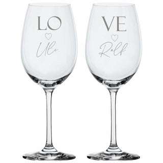 Bild von   weinglas set love mit wunschtejpg | Individuelle 🎁 persönliche 🎁 personalisierte Geschenke bedruckt ▪ bestickt ▪ graviert