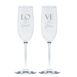 Bild von   sektglas set love mit wunschtejpg | Individuelle 🎁 persönliche 🎁 personalisierte Geschenke bedruckt ▪ bestickt ▪ graviert