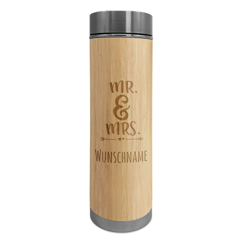 Bild von   bambus thermosflasche mit gravjpg | Individuelle 🎁 persönliche 🎁 personalisierte Geschenke bedruckt ▪ bestickt ▪ graviert