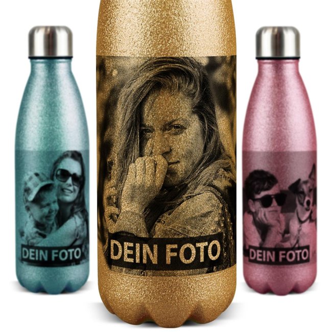 Bild von   edelstahl trinkflasche mit glijpg | Individuelle 🎁 persönliche 🎁 personalisierte Geschenke bedruckt ▪ bestickt ▪ graviert