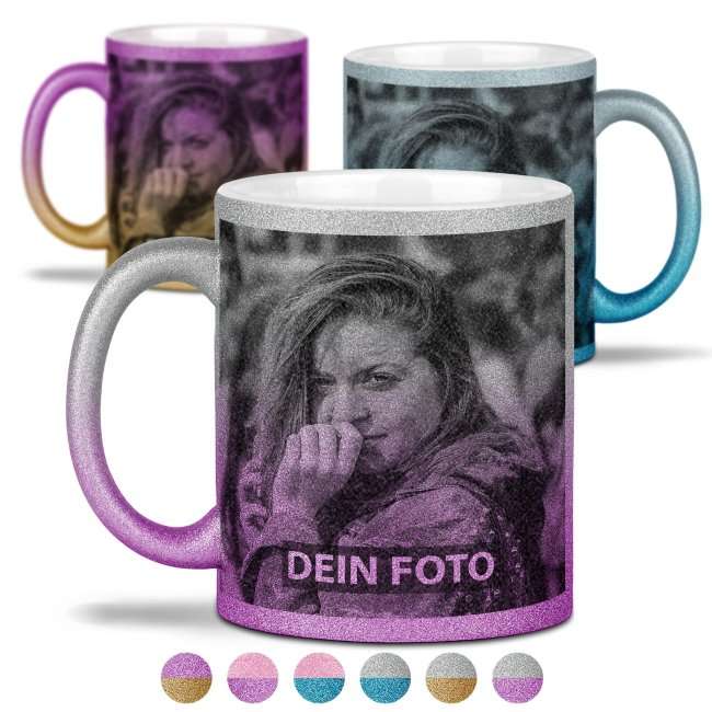 Bild von   glitzertasse mit verlauf mitjpg | Individuelle 🎁 persönliche 🎁 personalisierte Geschenke bedruckt ▪ bestickt ▪ graviert