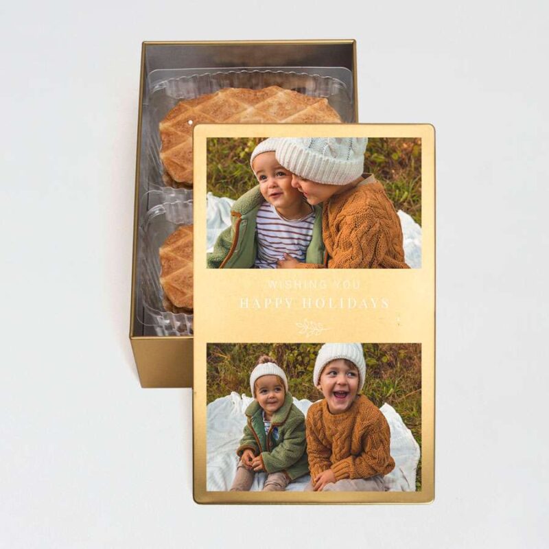 Bild von   stylische keksdose in gold mitjpg | Individuelle 🎁 persönliche 🎁 personalisierte Geschenke bedruckt ▪ bestickt ▪ graviert