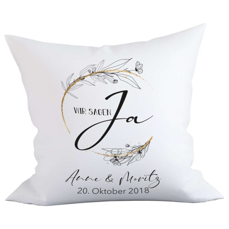 Bild von   hochzeitskissen gold schwarzjpg | Individuelle 🎁 persönliche 🎁 personalisierte Geschenke bedruckt ▪ bestickt ▪ graviert
