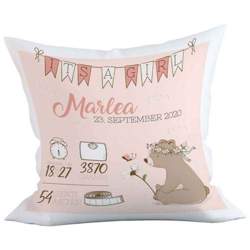 Bild von   geburtskissen bezug maedchenjpg | Individuelle 🎁 persönliche 🎁 personalisierte Geschenke bedruckt ▪ bestickt ▪ graviert