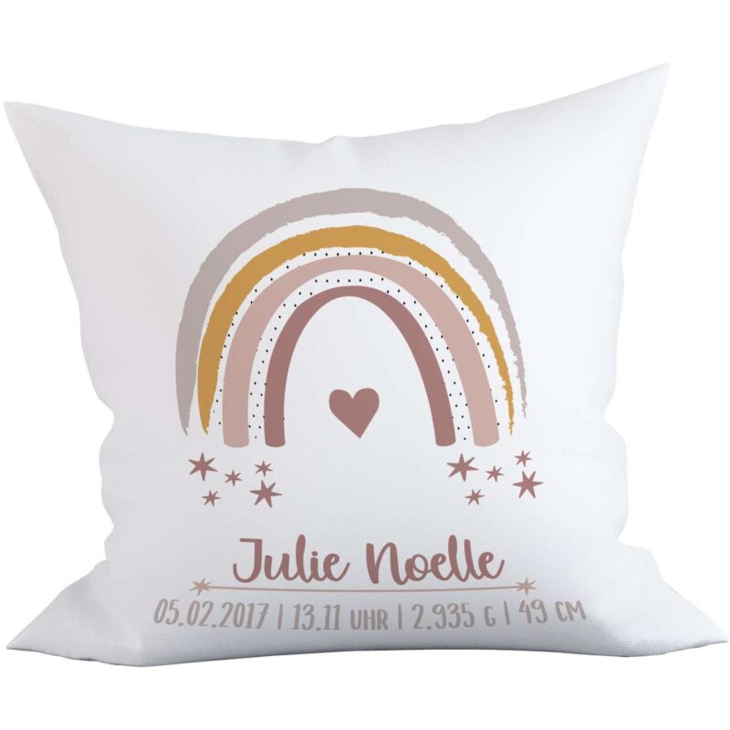 Bild von   geburtskissen regenbogen bezugjpg | Individuelle 🎁 persönliche 🎁 personalisierte Geschenke bedruckt ▪ bestickt ▪ graviert