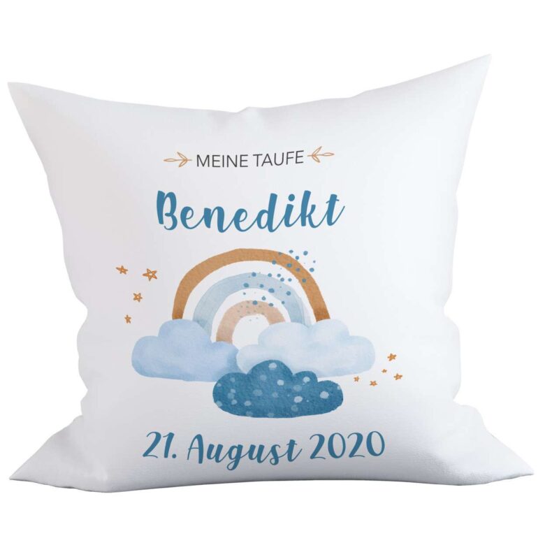 Bild von   taufkissen regenbogen bezug bljpg | Individuelle 🎁 persönliche 🎁 personalisierte Geschenke bedruckt ▪ bestickt ▪ graviert