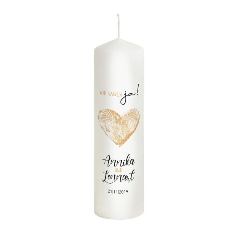 Bild von   hochzeitskerze herz gold modejpg | Individuelle 🎁 persönliche 🎁 personalisierte Geschenke bedruckt ▪ bestickt ▪ graviert