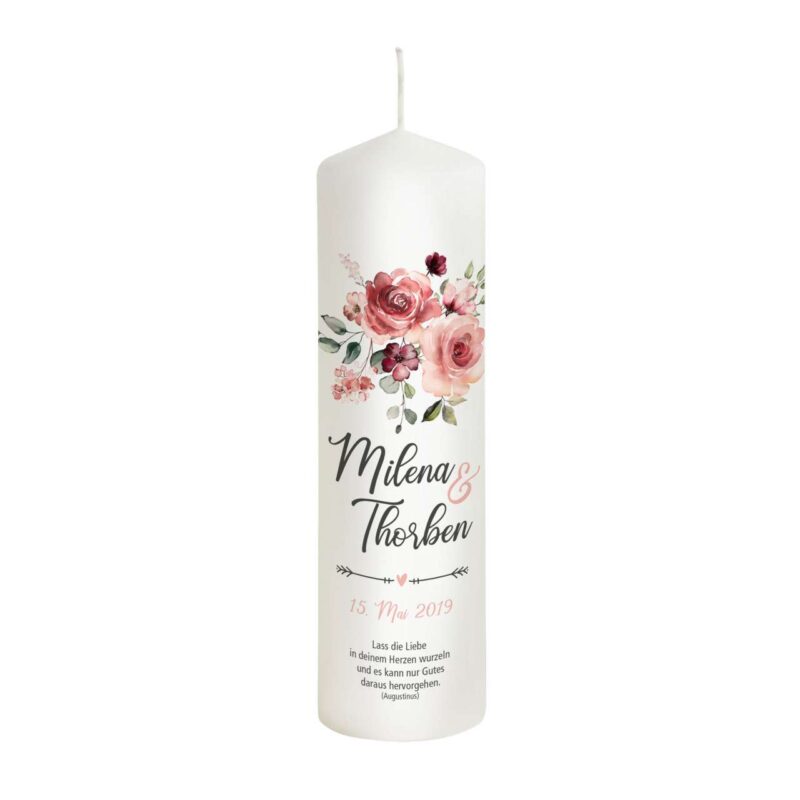 Bild von   hochzeitskerze rosen modell rjpg | Individuelle 🎁 persönliche 🎁 personalisierte Geschenke bedruckt ▪ bestickt ▪ graviert