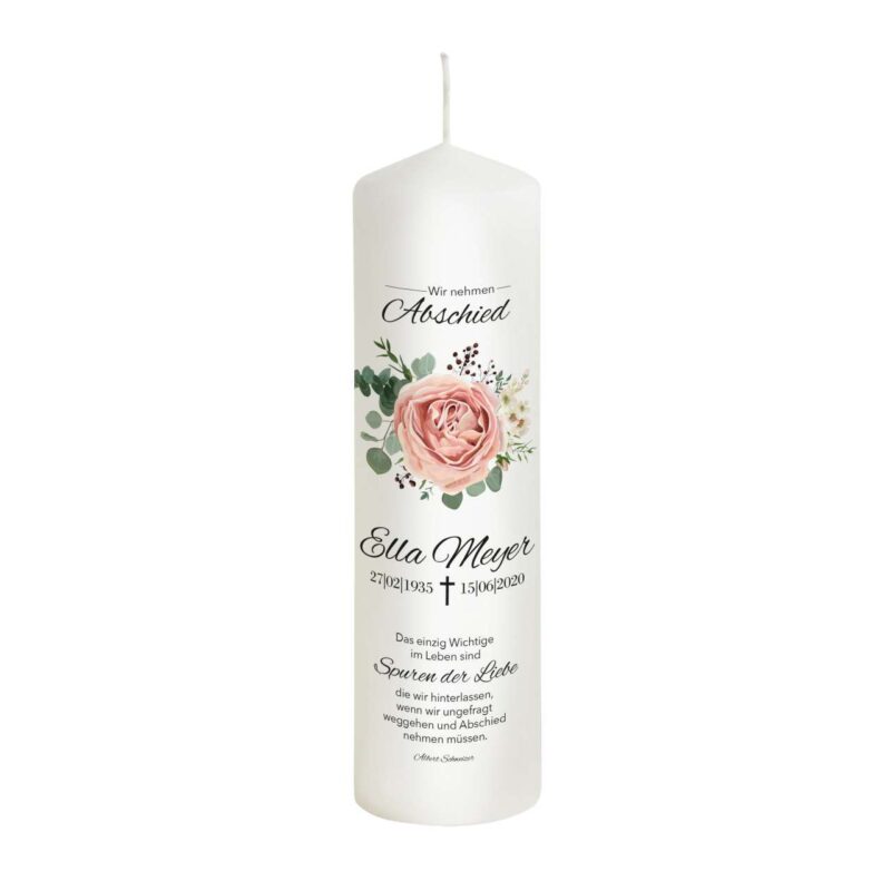 Bild von   trauerkerze rose spuren der lijpg | Individuelle 🎁 persönliche 🎁 personalisierte Geschenke bedruckt ▪ bestickt ▪ graviert
