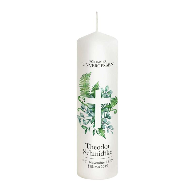 Bild von   trauerkerze kreuz in gruen modjpg | Individuelle 🎁 persönliche 🎁 personalisierte Geschenke bedruckt ▪ bestickt ▪ graviert