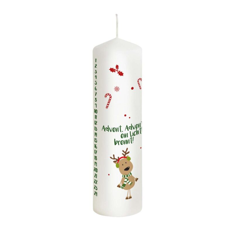 Bild von   weihnachtskerze elch mit advenjpg | Individuelle 🎁 persönliche 🎁 personalisierte Geschenke bedruckt ▪ bestickt ▪ graviert