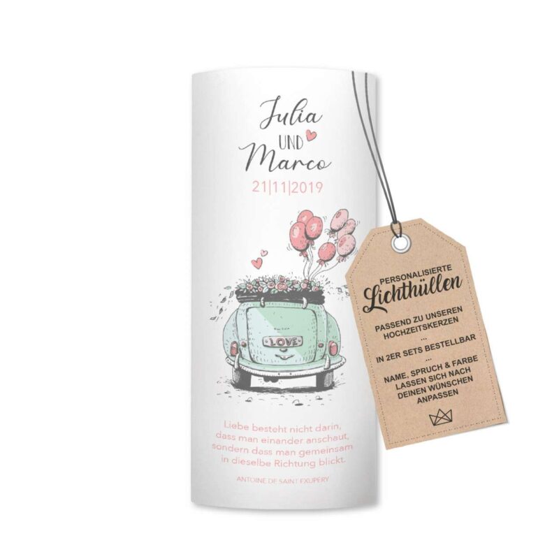 Bild von   lichthuelle hochzeit auto jusjpg | Individuelle 🎁 persönliche 🎁 personalisierte Geschenke bedruckt ▪ bestickt ▪ graviert