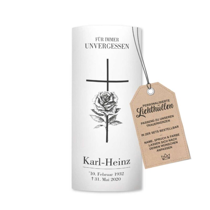 Bild von   lichthuelle schwarze rose karljpg | Individuelle 🎁 persönliche 🎁 personalisierte Geschenke bedruckt ▪ bestickt ▪ graviert